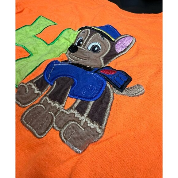 One of a Kind Paw Patrol 4th Birthday T Shirt Kids Small Orange Chase Embroider - Picture 3 of 11